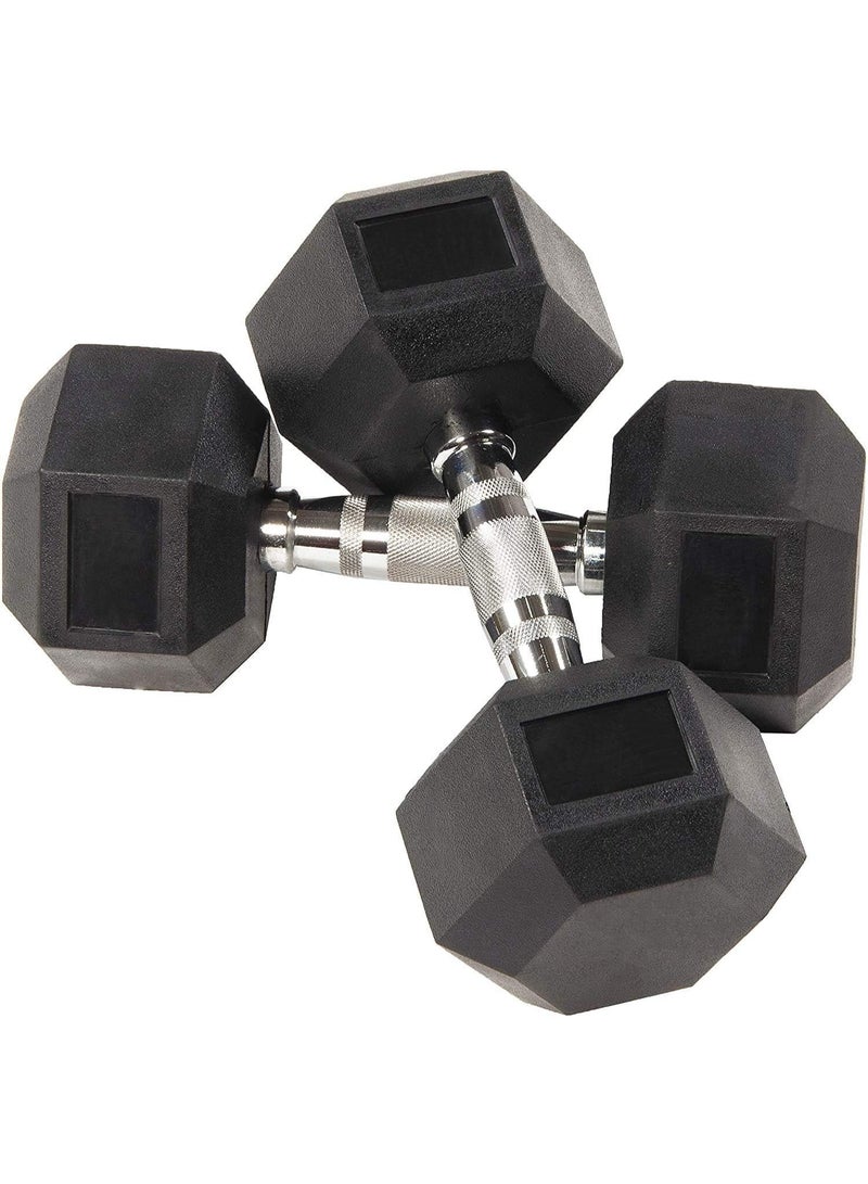 Dumbbells, Hexa Dumbbells, Rubber Dumbbell Set, Hex Dumbbell Heavy Weights Barbell Matal Handles for Strength Training Home Gym Exercise Equipment (Pack of 2) (5 Kg Pair (10Kg)), Black - Image 1